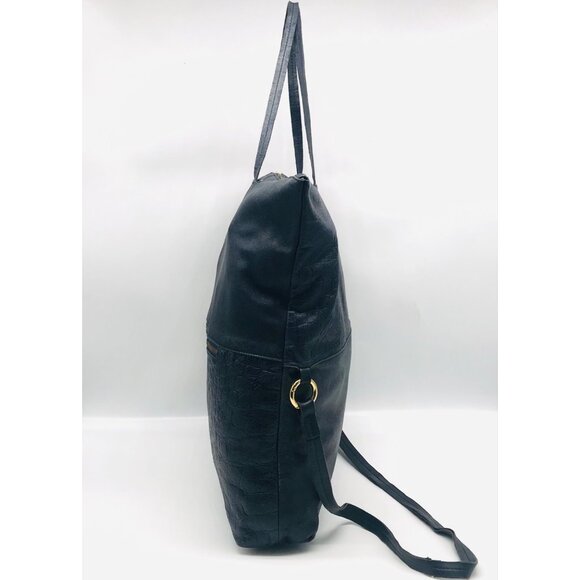 Luri Navy Genuine Embossed Leather Convertible Crossbody Bag - Picture 4 of 12